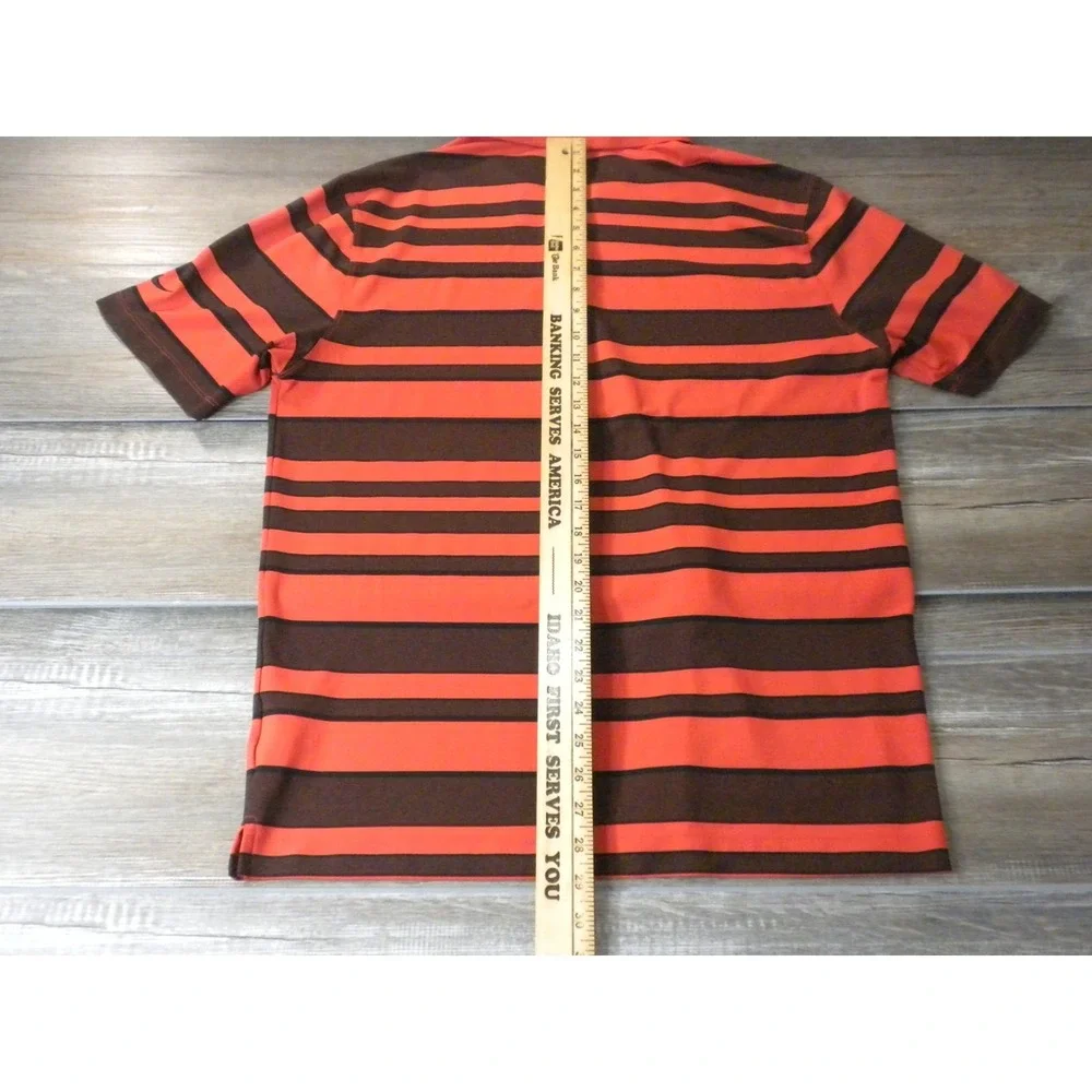 Nike Golf Polo Shirt Mens L Orange Black Tour Performance Dri-Fit Striped VTG